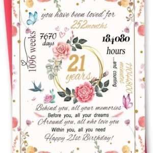 Funny 21st Birthday Card Gift for Women, Sweet 21 Year Old Birthday Gifts for Daughter, Funny 21st Birthday Party Decorations for Girls