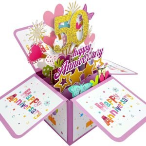 Funny Pop Up 50th Anniversary Card Gift for Couple, Happy 50th Wedding Anniversary Card for Parents, Cute Golden Wedding Gift for Women Men