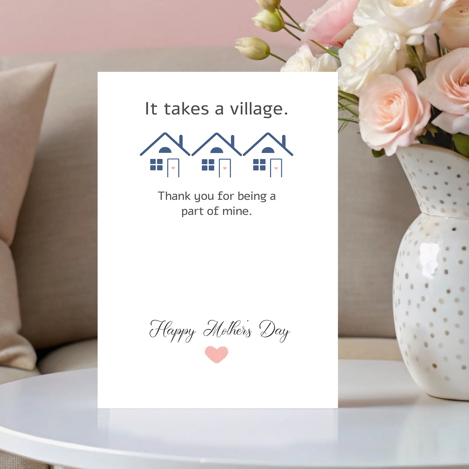 Happy Mother's Day Card for Friend, Cute Mother's Day Gift for Bestie, Funny Mother's Day Card for Her, It Takes A Village. Thank You For Being A Part Of Mine - Image 6