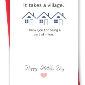 Happy Mother's Day Card for Friend, Cute Mother's Day Gift for Bestie, Funny Mother's Day Card for Her, It Takes A Village. Thank You For Being A Part Of Mine
