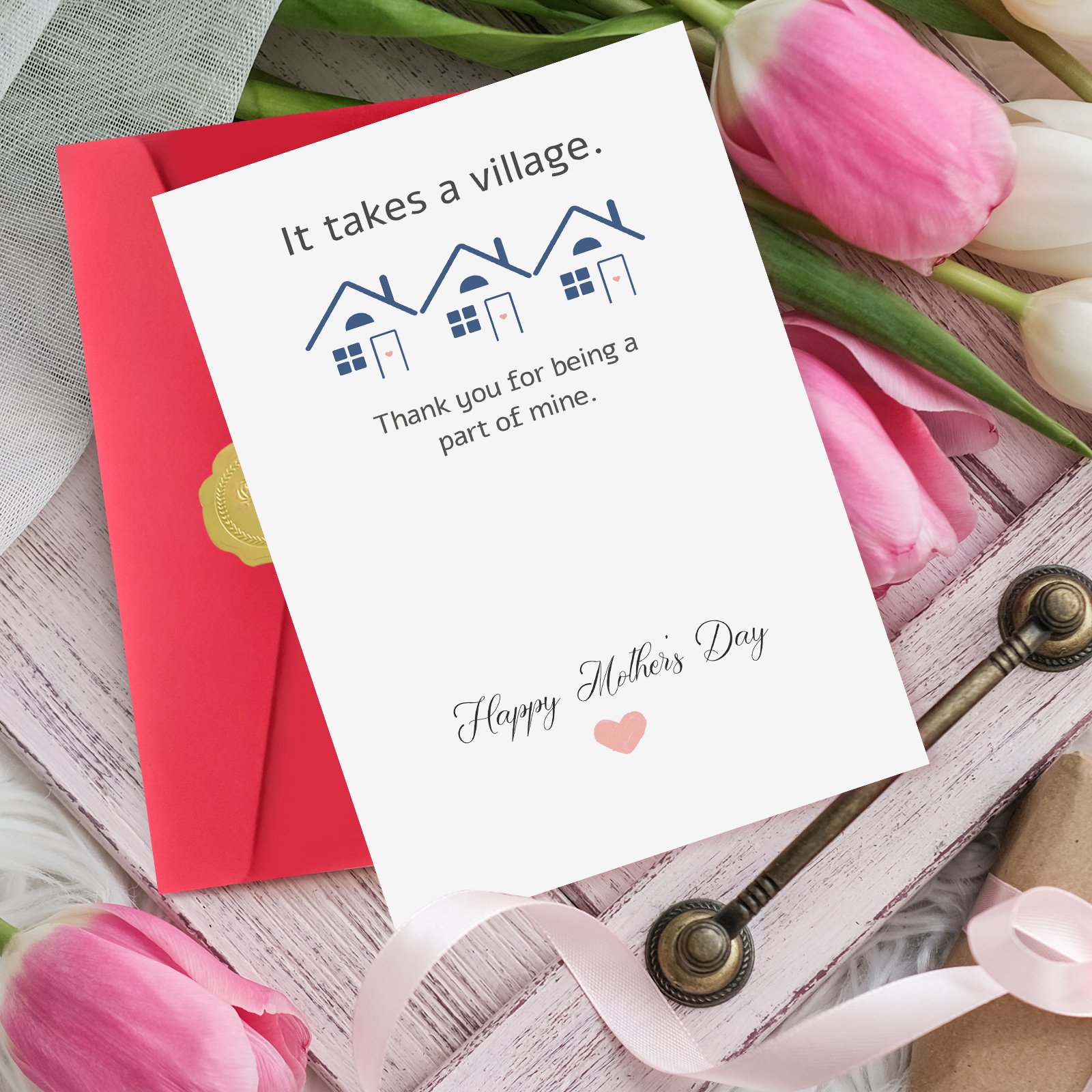 Happy Mother's Day Card for Friend, Cute Mother's Day Gift for Bestie, Funny Mother's Day Card for Her, It Takes A Village. Thank You For Being A Part Of Mine - Image 4