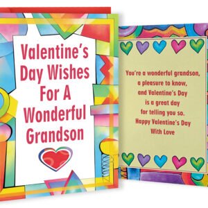 Happy Valentine's Day Card for Grandson, Unique Valentines Day Gifts from Grandma Grandpa, Grandson Valentine Cards
