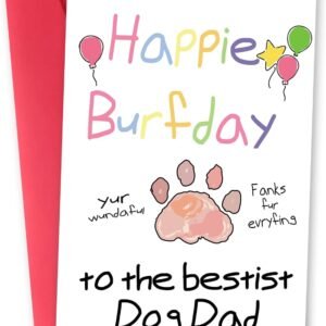 Funny Father's Day Card for Dog Dad, Cute Fathers Day Gift from Doggy, Happy Birthday Card for Dog Owner, Humorous Birthday Gifts for Dad