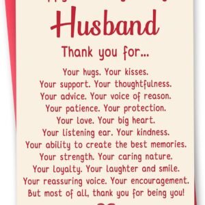 Romantic Birthday Card Gift for Husband, Unique Husband Birthday Card from Wife, Thank You Bday Card for Men