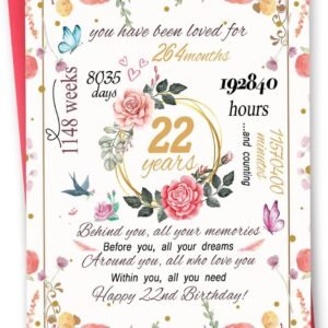 Funny 22nd Birthday Gifts for Women Her, Lovely 22 Year Old Birthday Gifts for Daughter Girlfriend Niece Granddaughter, Sweet 22 Bday Decorations for Girls