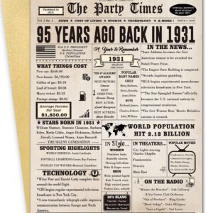 Retro 95th Birthday Card for Mom Dad, Big 95th Birthday Decorations for Women Men, Best Gifts for 95 Year Old Grandpa Grandma